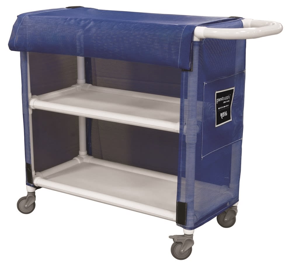 GuestSupply US | Royal Basket 32 Inch PVC Linen Cart 2-Shelf, Mesh